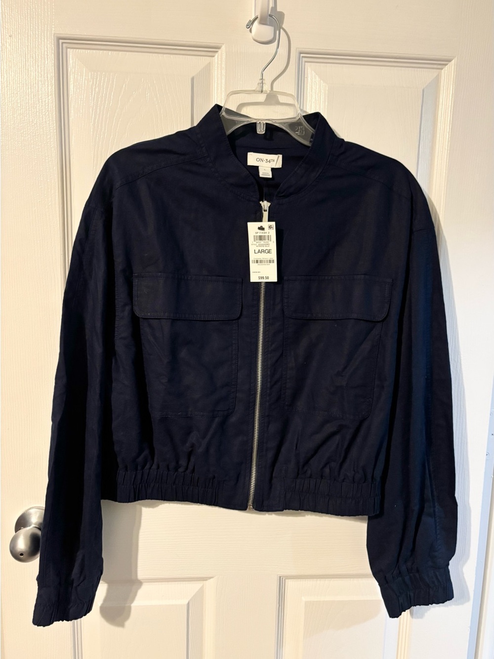 NWT On 34th Linen Blend Navy Jacket